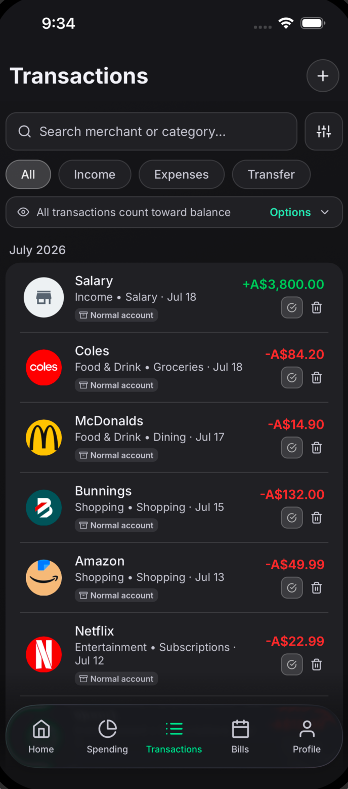 Attiq transactions & receipts